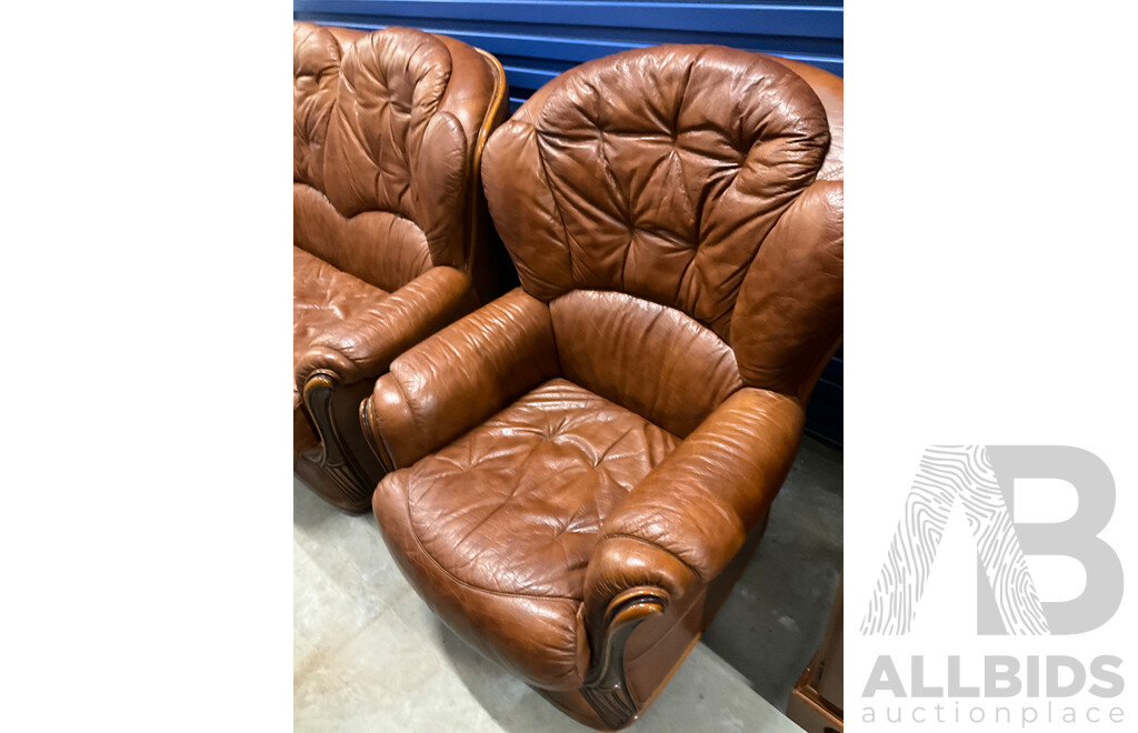 Sofa Suit in Tan Leather 2+1+1