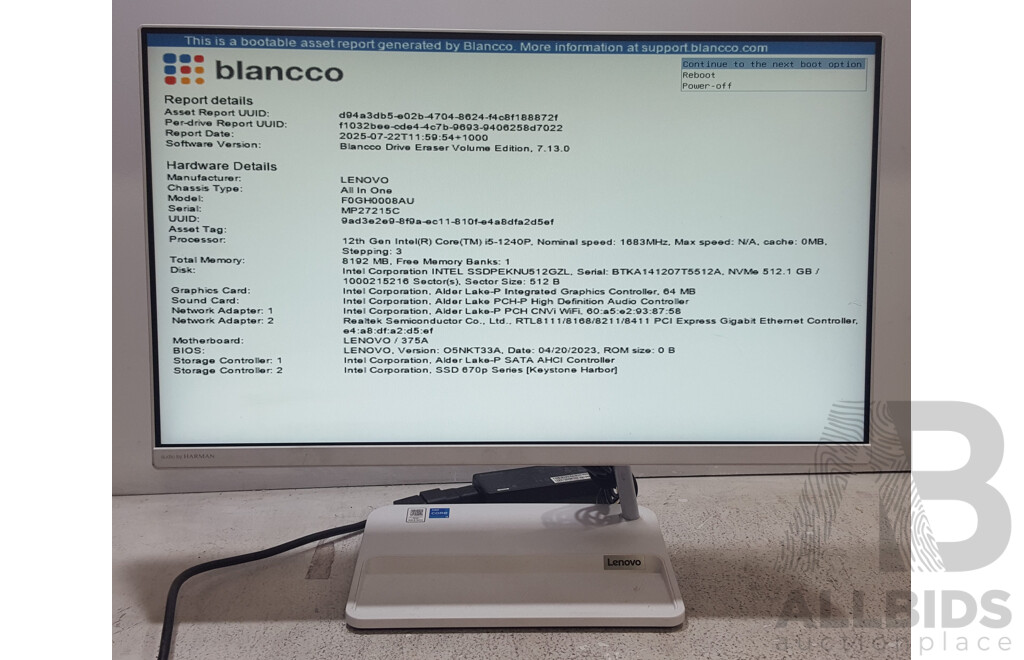 Lenovo ideaCentre AIO 3 (24IAP7) 12th Gen Intel Core i5 (1240P) 3.50GHz-4.40GHz 12-Core CPU 23.8-Inch Touchscreen All-in-One Computer