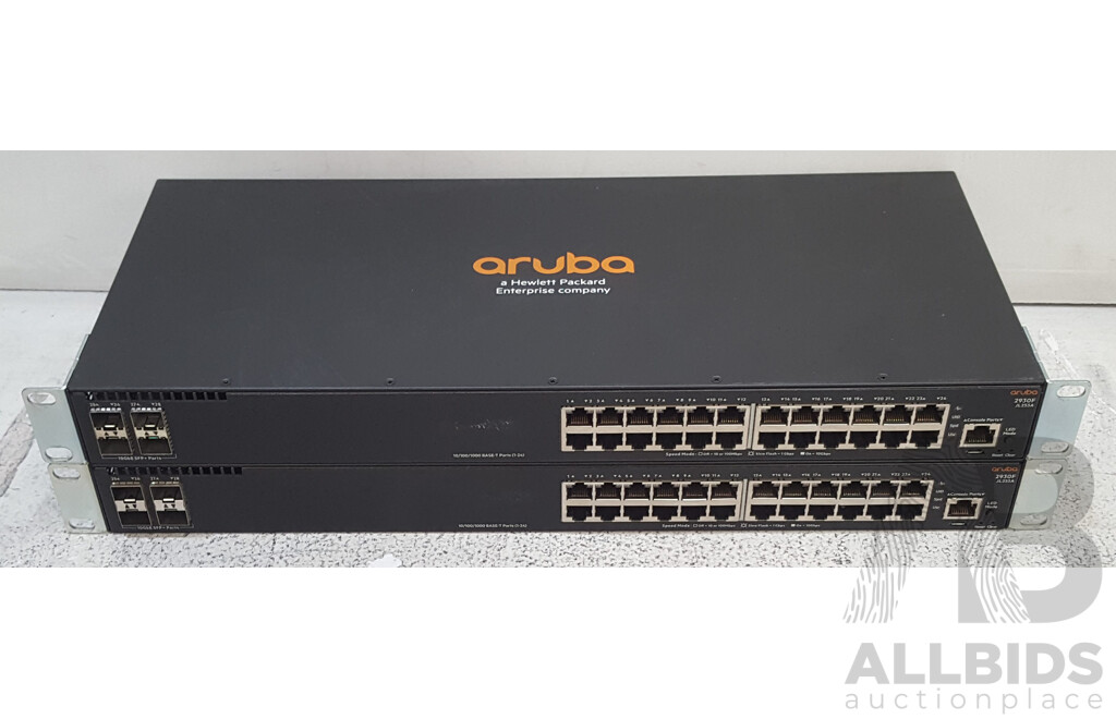 Aruba (JL253A) 2930F 24-Port Gigabit Ethernet Switch - Lot of Two