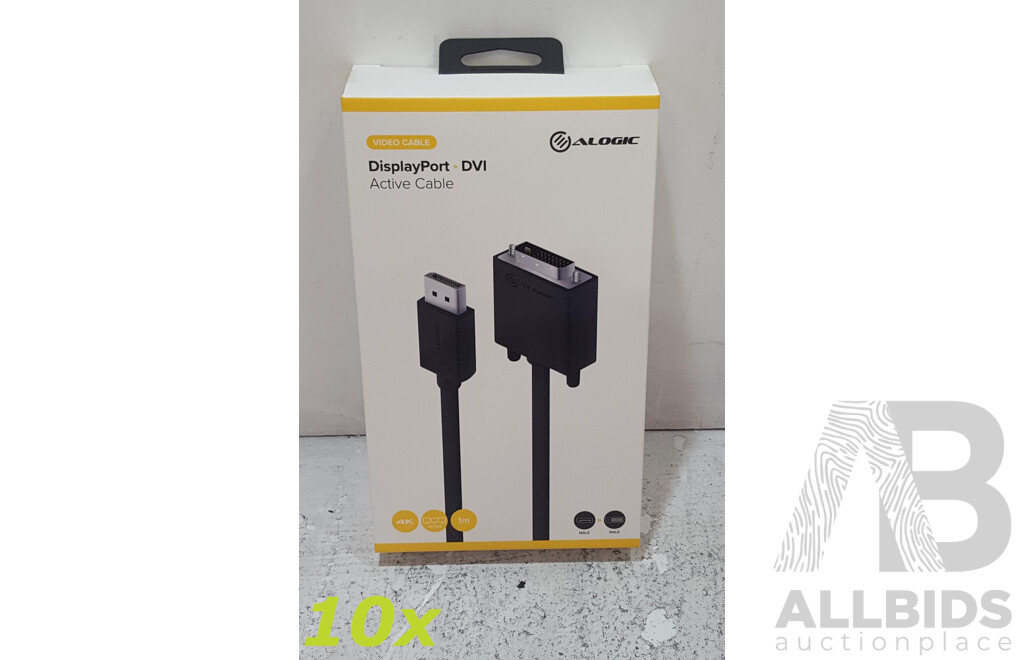 ALogic DisplayPort-to-DVI 1m Active Cable *Brand New - Lot of Ten