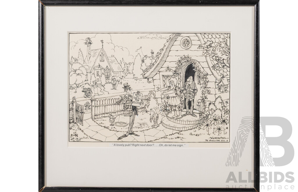 Len Norris, (20th Century, Canadian, 1913-1997), No Smoking..., I'll Show You... & a Lovely Pub?, Trio of Framed Original Vancouver Sun Cartoon Prints, 35 x 40 cm (frames) (3)