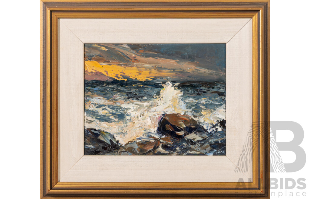 Wilfrid Frank Griffiths, (20th Century, Canadian, 1917-2011), Incoming Waves, Wonderful Original Oil on Masonite, 35 x 40 cm (frame)