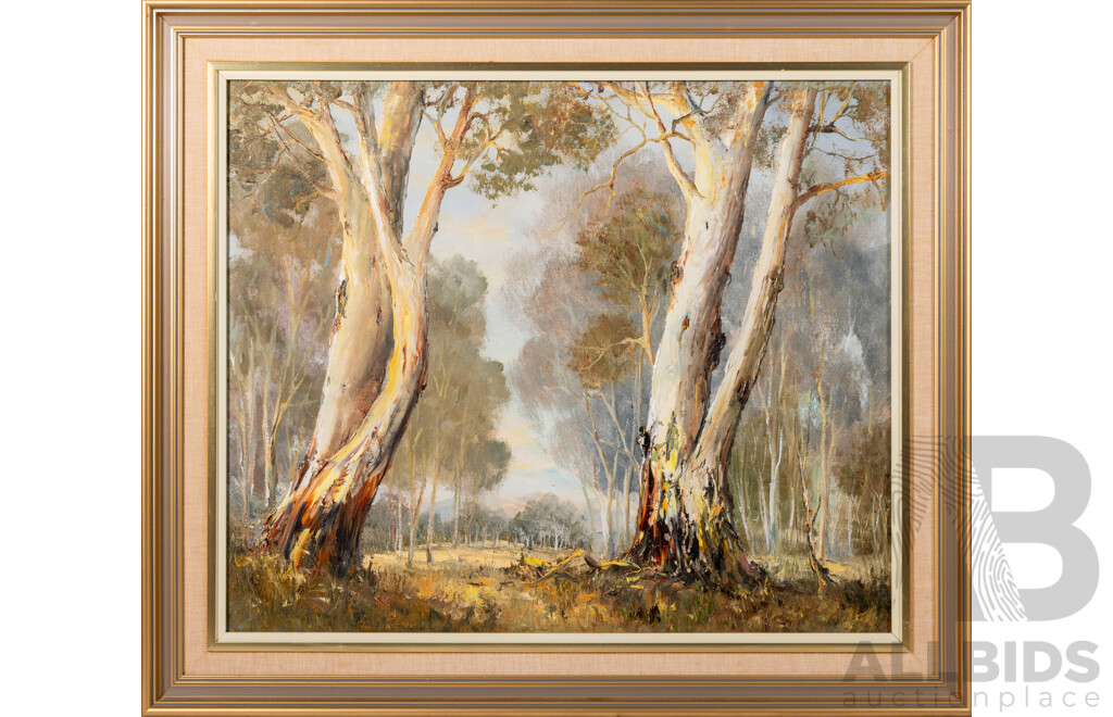 Nan Rogers, (20th Century, Australian), Typical Australia, Original Oil on Canvas Board Panel, 64 x 74 cm (frame)