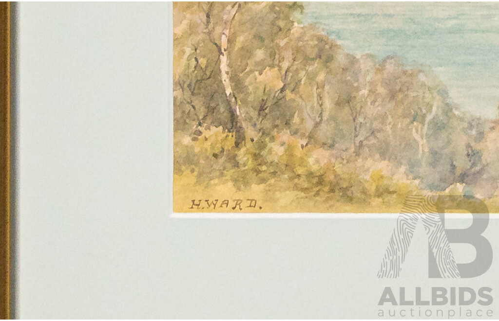 H.Ward (20th Century), Sydney Heads, Original Watercolour, 32 x 50 cm (frame)
