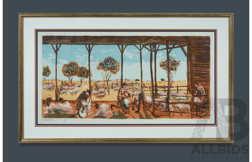 Pro Hart (20th Century, Australian, 1928-2006) 'The Blade Shearer's,' 1969.Editioned Screenprint 23/60, 72 x 107 cm
