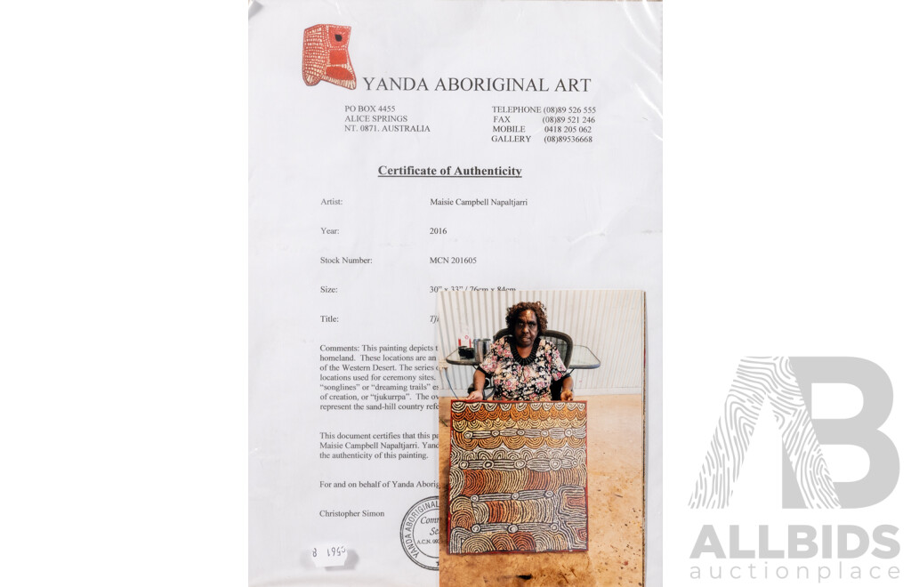 NAPALJARRI, Maisie Campbell (Aboriginal b.1952) 'Tjintjintjin,' 2016. Acrylic on Linen 