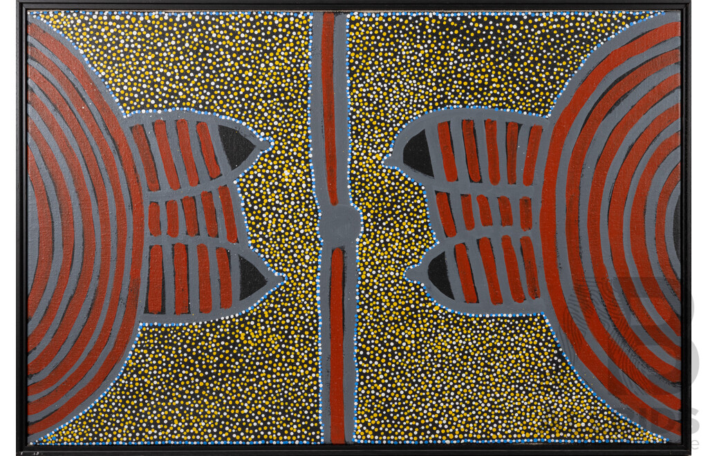 PETYARRE, Ada Bird (Aboriginal c.1930-2009) Awelye (Mountain Devil Lizard) Acrylic on Linen 