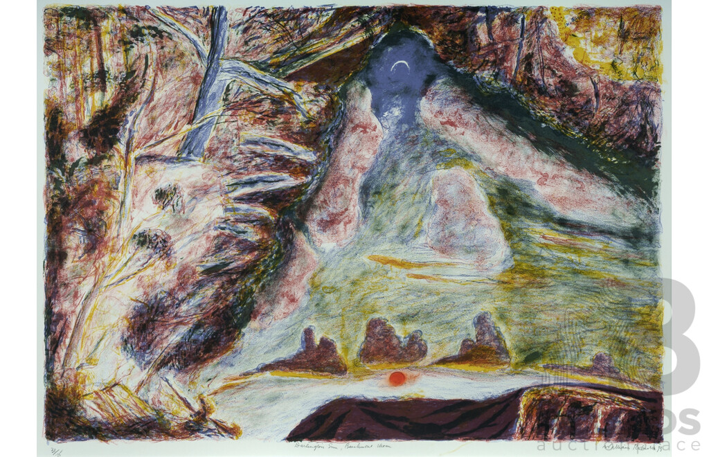 ROBINSON, William (Bill) (b.1936) 'Darlington Sun, Beechmont Moon,' 1993. Lithograph 33/75 