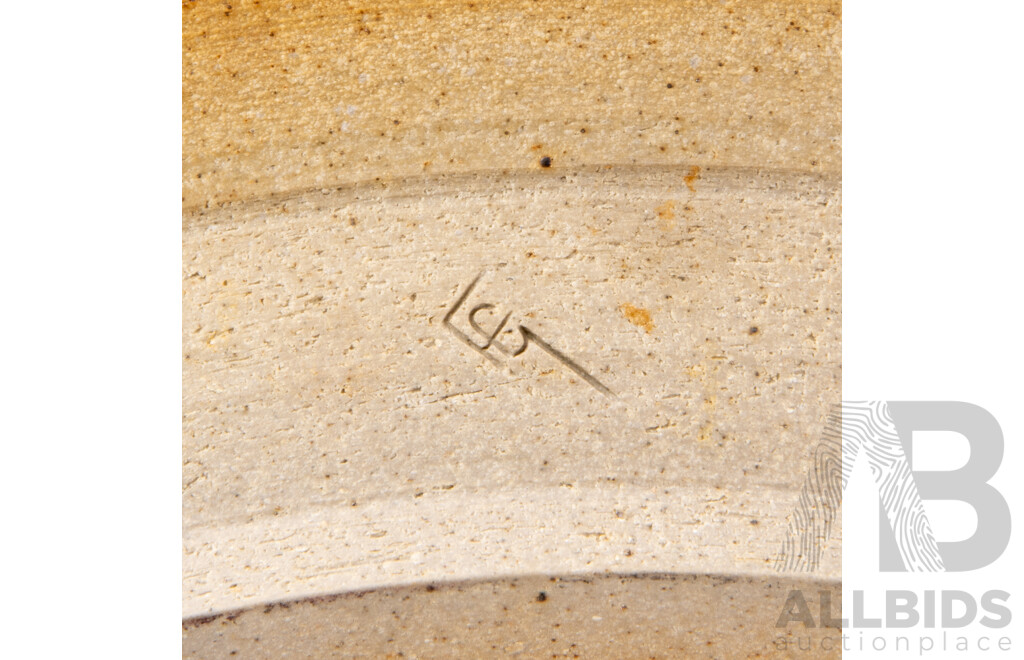 Large Stoneware Charger Brushed Iron and Ash Landscape Design to Centre.