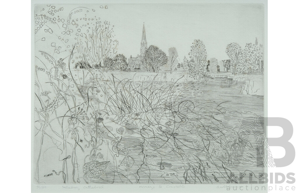 GROSS, Anthony (British 1905-1984) 'Salisbury Cathedral - Homage to Constable' Etching 96/100 