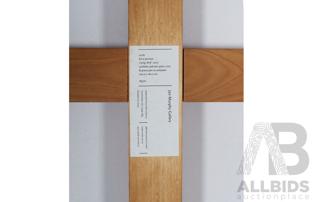 Kirra Jamison (20th Century, Australian, 1982-), Crying Wolf (2007), Original Acrylic, Vinyl & Pen on Canvas, 220 x 180 cm (frame)