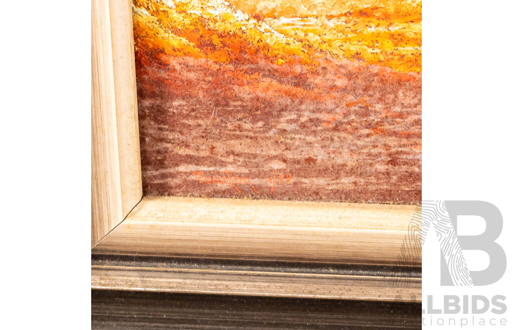 John Pointon (20th Century, Australian, 1939-), Tree in Landscape (1972), Wonderful Original Oil on Boards, 37 x 42 cm (frame)