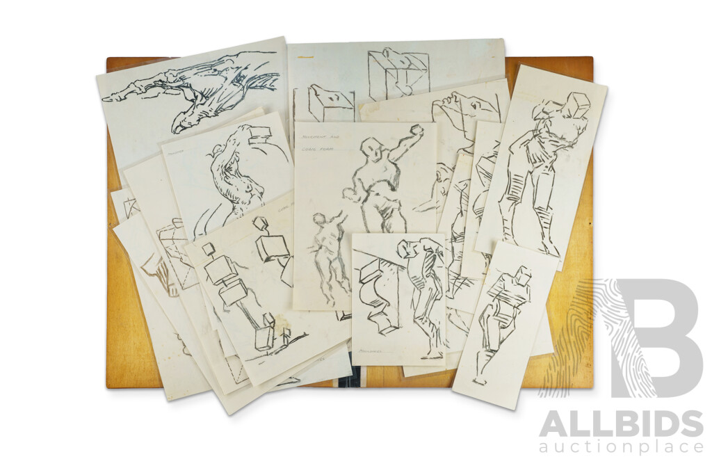 Joshua Smith, (20th Century, Australian, 1905-1995),  Portfolio and Teaching Aids in Wooden Folio Containing Numerous Drawings From the Studio of Joshua Smith, 77 x 57 cm (portfolio dimensions)