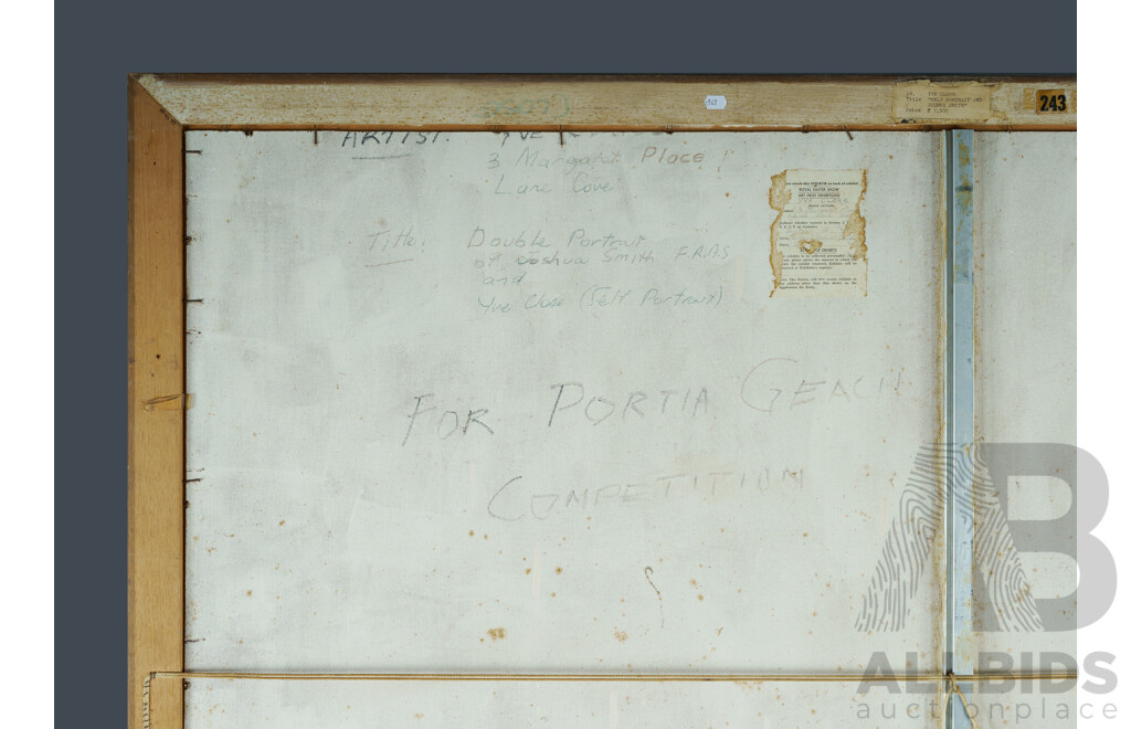 Yve Close, (20th Century, Australian, 1930-2023), Double Self Portrait of Yves Close with Joshua Smith (1980), Oil on Board, 150 x 121 cm