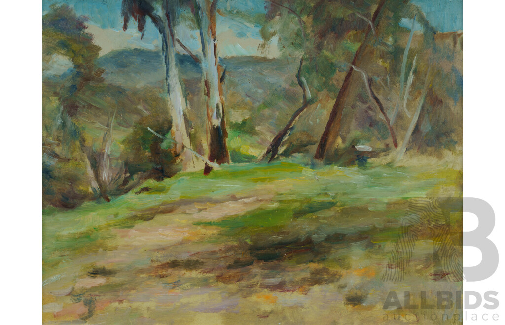 SMITH, Joshua (1905-1995) 'A Windy Hill, South Australia,' late 1980s. Oil on Card 