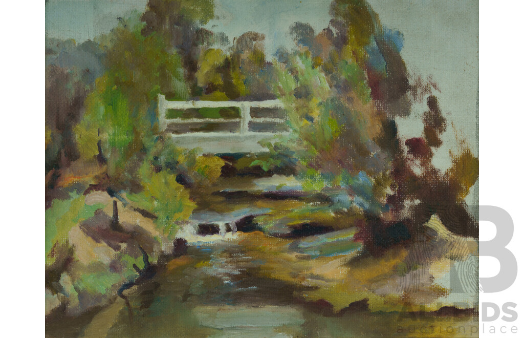 SMITH, Joshua (1905-1995) 'McCarrs Creek, Sydney,' c.1984. Oil on Board 