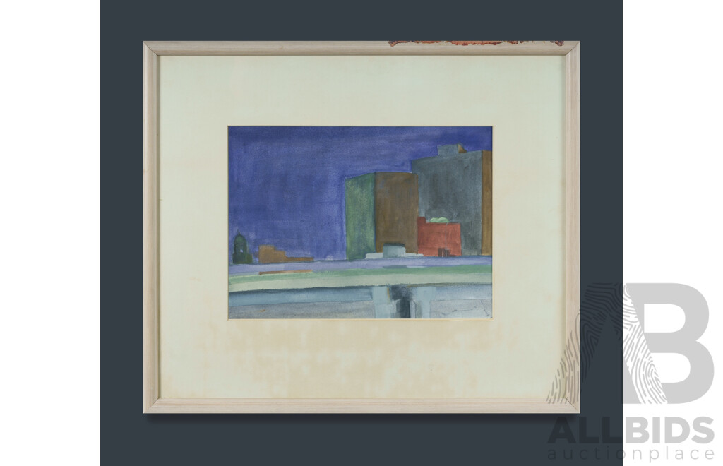 Van Den BERG, Jelle (b.1959) (2) View to the Bridge, initialled lower right (20x34cm); City Flyover, no signature apparent (25.5x35cm) Both circa 1989. Ex Union Street Gallery, Sydney. W/Clr & Gouache (2)