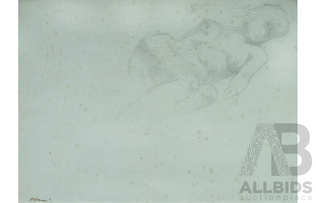 O'BRIEN, Justin (1917-1996) Reclining Nude Pencil 
