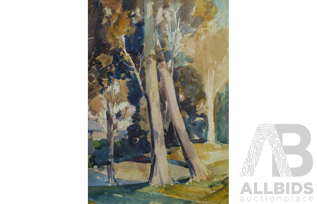 MINNS, Benjamin E (1864-1937) Sunlit Trees W/Clr 