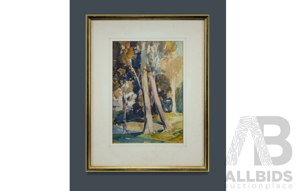 MINNS, Benjamin E (1864-1937) Sunlit Trees W/Clr 