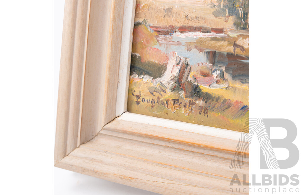 Douglas Pratt OBE (20th Century, Australian, 1900-1972), On the Dartbrook Near Scone (1970), Oil on Board, 23 x 28 cm (frame)