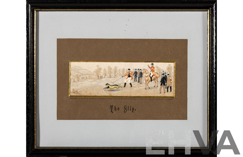 Thomas Stevens (19th Century, British, 1828-1888), The Slip, Antique Woven Silk Horse Scene, 22 x 27 cm (frame)