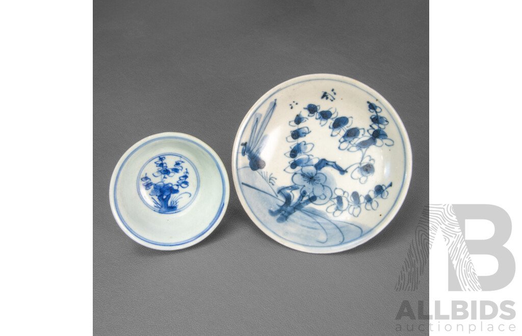 Absolutely Lovely Chinese Blue and White Export Teabowl and Saucer (Ching Dynasty Circa 18th C), (2 Pieces)
