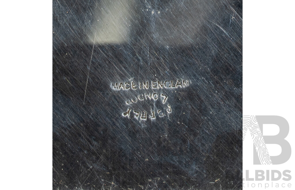 Antique English Asprey London Sterling Silver Minaiture Warming Dish with Turned Box Wood Handle, Birmingham 1939, Weight Including Handle 187 GM