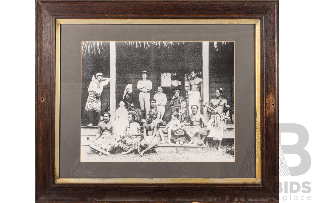 Artist Unknown (Original C1890s), Robert Louis Stevenson, His Family & Samoan Friends at His Home Vailima, in Samoa, Reproduction Photograph of Original Photograph, 61 x 74 cm (frame)