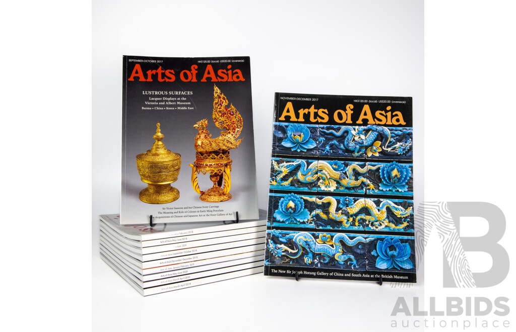 Lot of Eleven Arts of Asia Colour Magazines - Volumes Comprising 2017, 2018, 2019 and 2020 - Very Good Condition