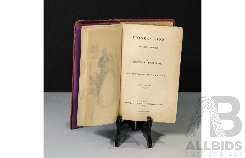 Anthony Trollope, (19th Century, British, 1815-1882), Phineas Finn, First Edition, Volume One (of Two Volumes), Hardcover Published by Virtue & Co in 1869