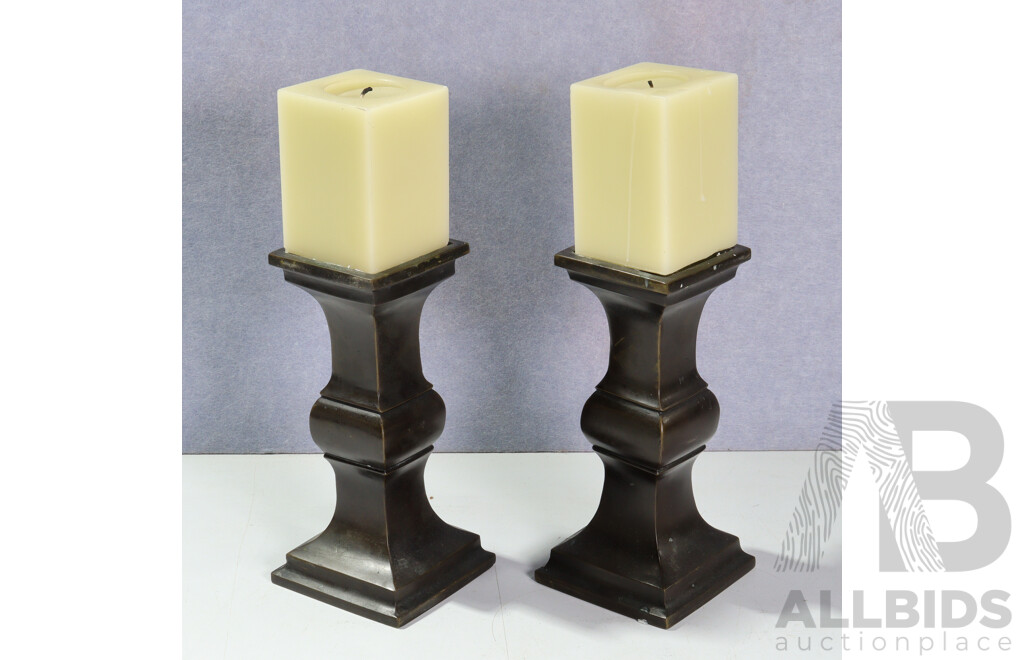 Pair Antique Style Bronze Candle Holders with Candles From Stax of Wax, Sydney