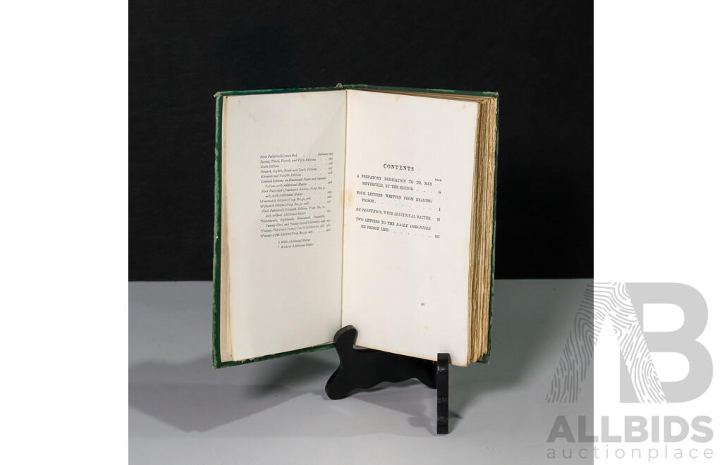 Oscar Wilde (19th Century, Irish, 1854-1900), De Profundis [From the Depths], (1912, 25th Version, Hard Cover), Wonderful Antique Volume, 18 x 12 cm (dimensions)