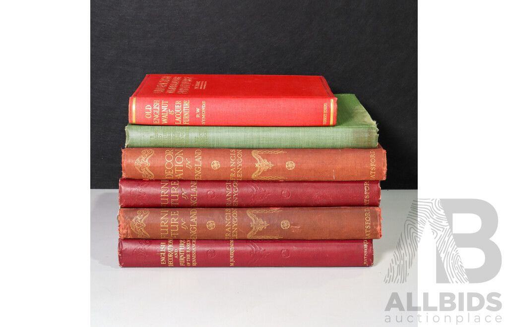 Wonderfully Large Collection of Antique Hard Cover Reference Books Related to Furniture in England, 36 x 28 cm (largest books approx) (11)
