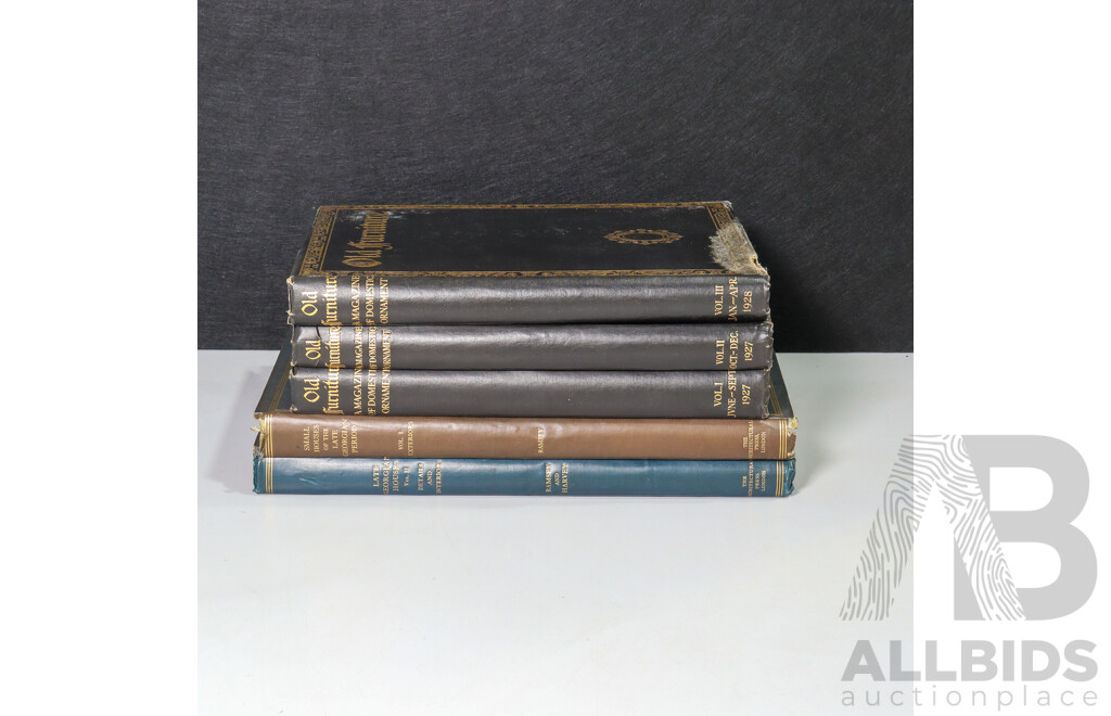 Wonderfully Large Collection of Antique Hard Cover Reference Books Related to Furniture in England, 36 x 28 cm (largest books approx) (11)