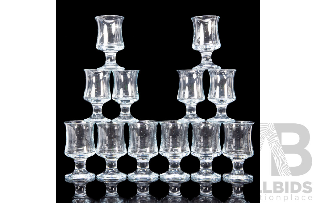 Two Sets of Six Holmegaard Ships Glasses, Mid-20th Century