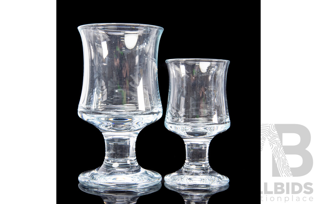 Two Sets of Six Holmegaard Ships Glasses, Mid-20th Century