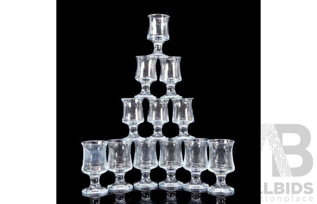 Two Sets of Six Holmegaard Ships Glasses, Mid-20th Century