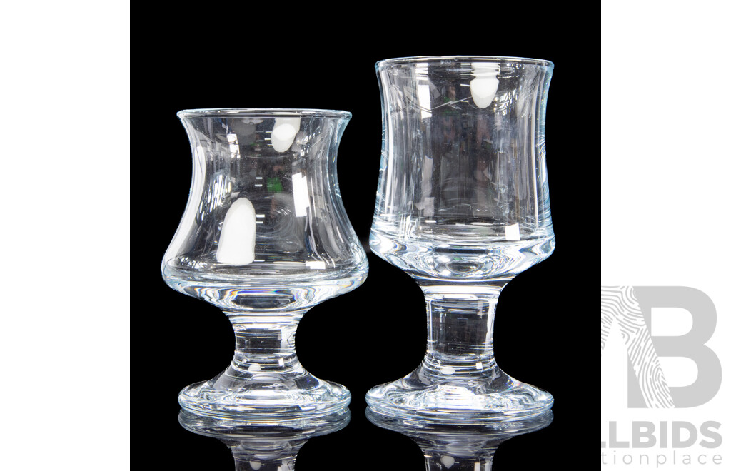 Two Sets of Six Holmegaard Ships Glasses, Mid-20th Century