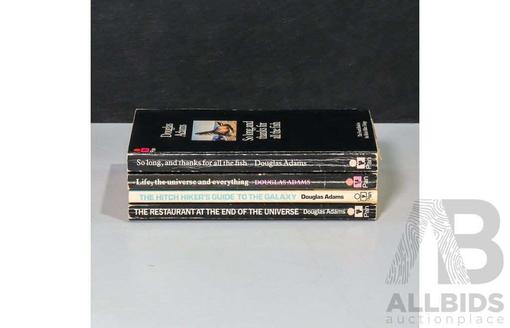 Douglas Adams, (20th Century, British, 1952-2001), Quartet of Classic Paperbacks - HItch-Hikers Guide to the Galaxy and Three More, All Published Early 1980s (4)