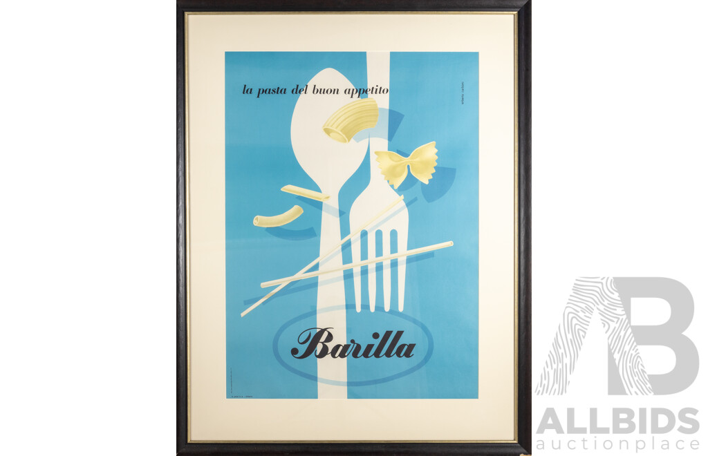 Eberto Carboni, (20th Century, Italian, 1899-1984), La Pasta Del Buon Appetito [The Pasta of Good Appetite], Wonderful Vintage Colour Poster Designed 1952, 120 x 93 cm (frame)