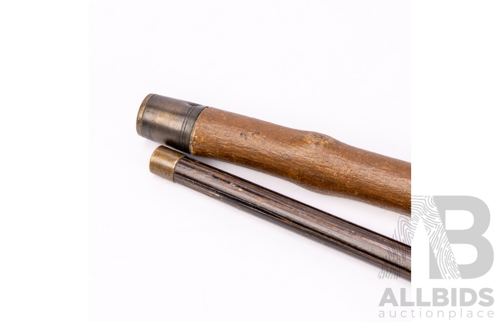 Two Vintage Walking Sticks Comprising Antler Handled Example & Wenge Wood Example with Sterling Silver Top