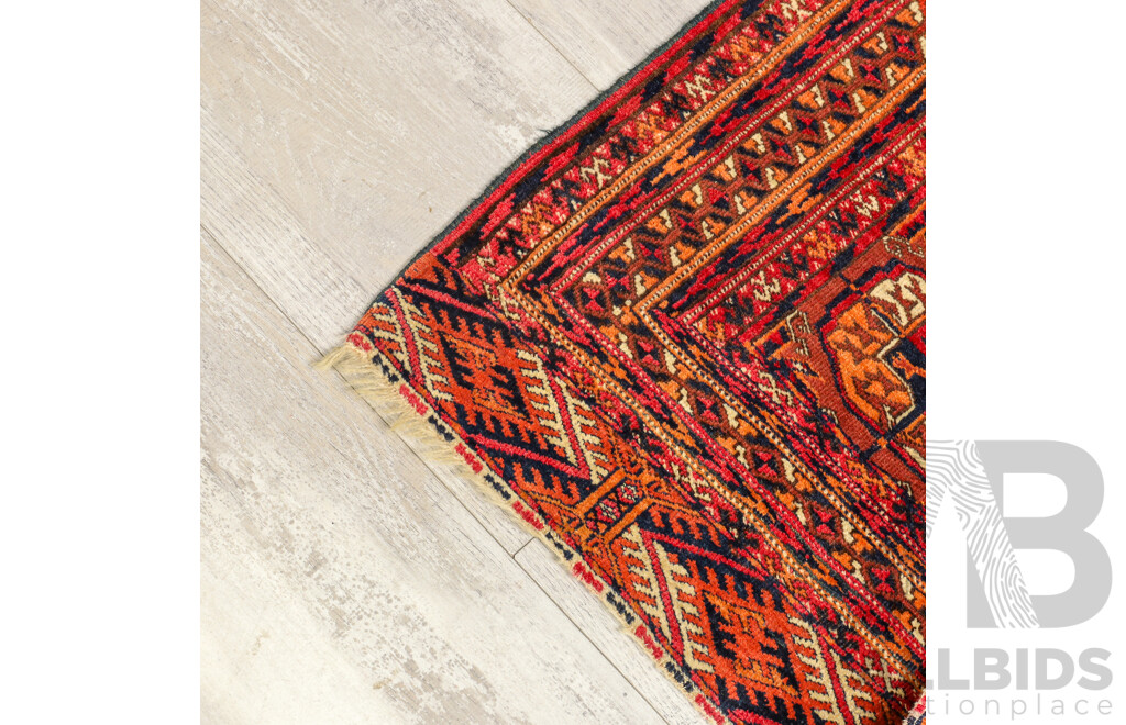 Vintage Woollen Tekke Turkmen Rug with Traditional Gul Motif