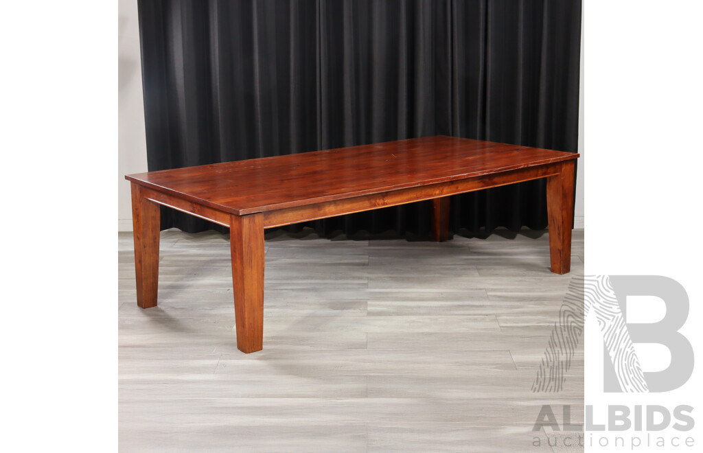 Large Timber Dining Table with 12 Leatherette Chairs