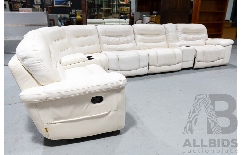 Large White Leather Seven Piece Corner Lounge by Cheers Furniture