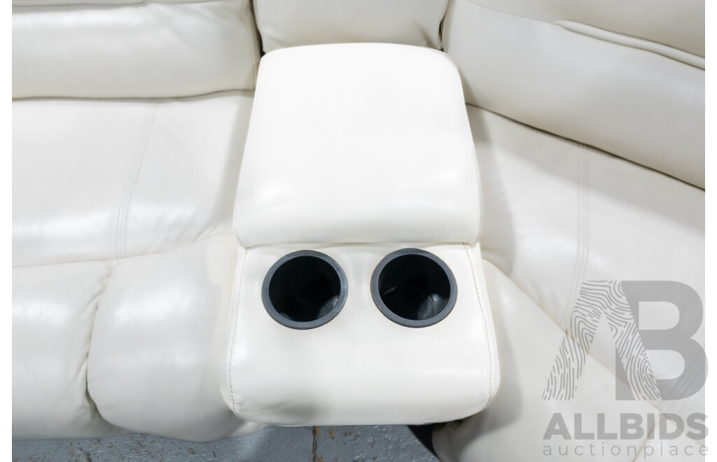 Large White Leather Seven Piece Corner Lounge by Cheers Furniture
