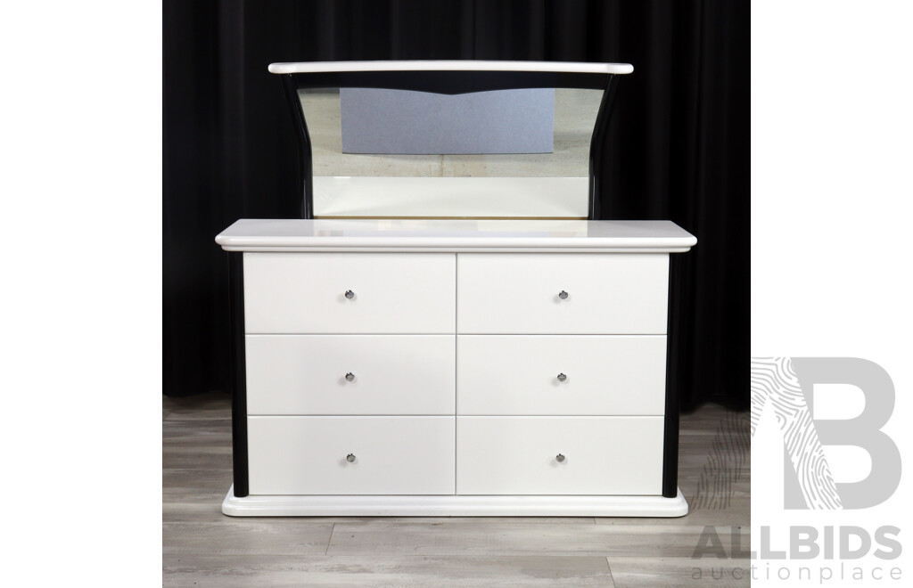 Modern White Low Lying Chest of Six Drawers by Accolade Furniture