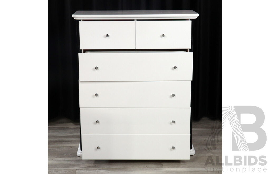 Modern White Six Drawer Tall Boy by Accolade Furniture