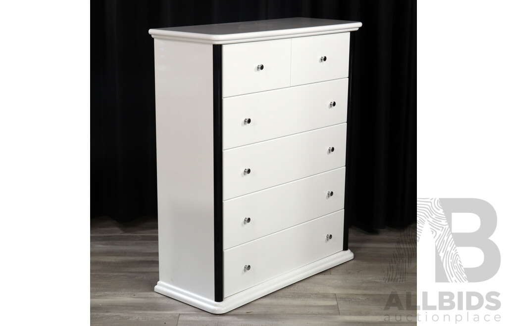 Modern White Six Drawer Tall Boy by Accolade Furniture