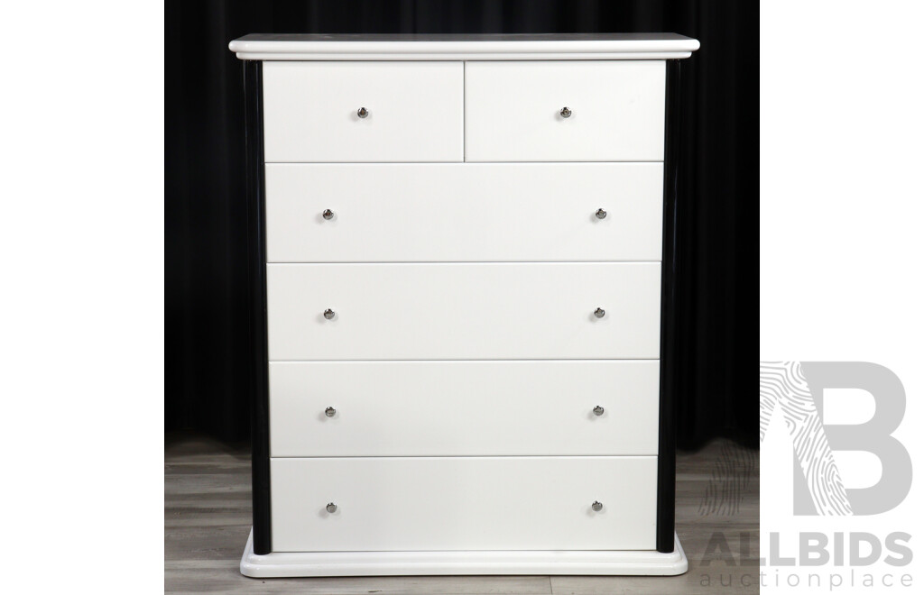 Modern White Six Drawer Tall Boy by Accolade Furniture